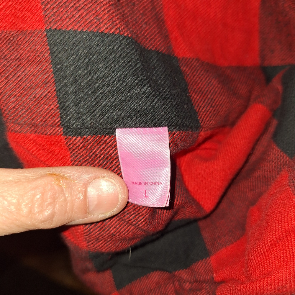 PINK Victoria's Secret Black Peacoat with Red Plaid Lining and Faux Fur Trim - Picture 9 of 16